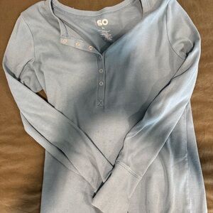 SO Blue Ribbed Henley Shirt